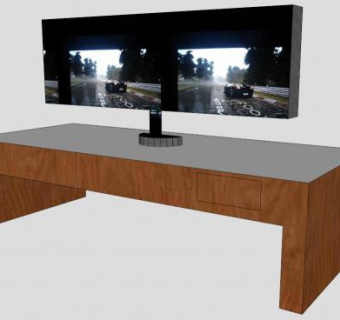 木制电视柜和电视SU模型下载_sketchup草图大师SKP模型