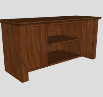 中式实木简约电视柜SU模型下载_sketchup草图大师SKP模型