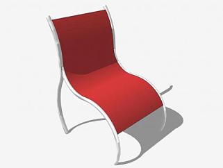 红色座椅躺椅SU模型下载_sketchup草图大师SKP模型