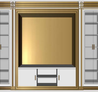 现代电视柜书柜玻璃橱窗SU模型下载_sketchup草图大师SKP模型