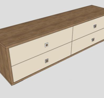 现代白色木制电视柜SU模型下载_sketchup草图大师SKP模型