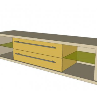 中式仿古家具黄色电视柜SU模型下载_sketchup草图大师SKP模型