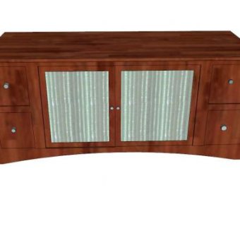 新中式风格实木电视柜SU模型下载_sketchup草图大师SKP模型