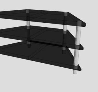 一个黑色的玻璃电视柜SU模型下载_sketchup草图大师SKP模型