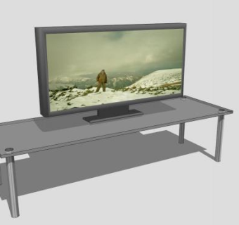 灰色玻璃简约电视柜SU模型下载_sketchup草图大师SKP模型