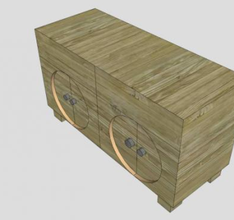 木制现代卧室电视柜SU模型下载_sketchup草图大师SKP模型