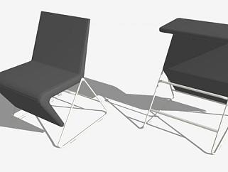 黑色折叠椅SU模型下载_sketchup草图大师SKP模型