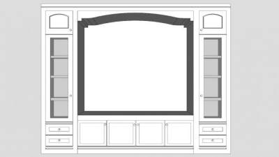 欧式现代客厅电视柜SU模型下载_sketchup草图大师SKP模型