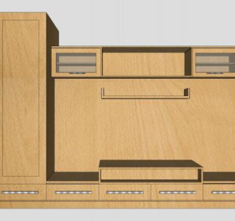 棕色实木家具电视柜SU模型下载_sketchup草图大师SKP模型