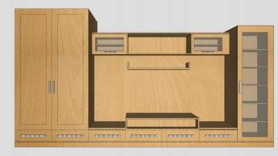 棕色实木家具电视柜SU模型下载_sketchup草图大师SKP模型