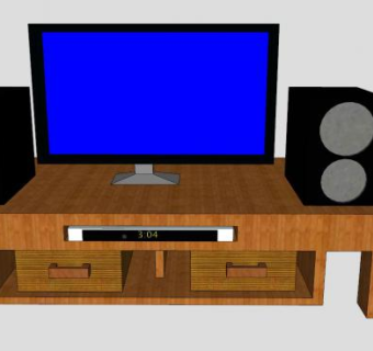 带有扬声器的电视柜SU模型下载_sketchup草图大师SKP模型