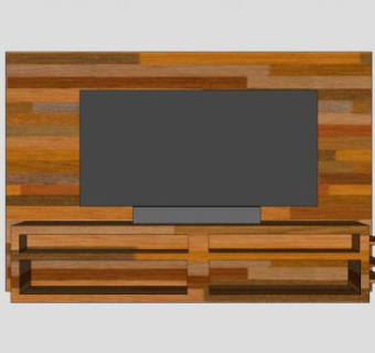 黑木材电视柜SU模型下载_sketchup草图大师SKP模型
