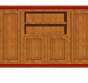 中式木制简约电视柜SU模型下载_sketchup草图大师SKP模型