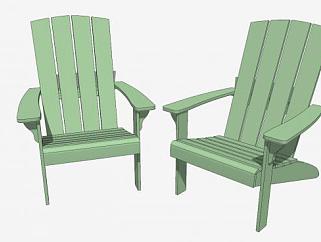 阿迪朗达克椅绿色休闲座椅SU模型下载_sketchup草图大师SKP模型