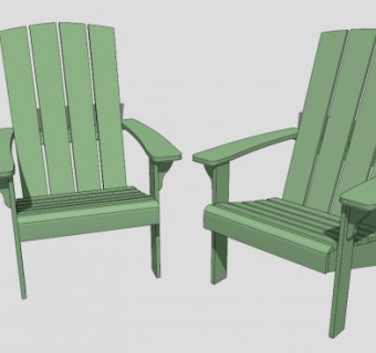 阿迪朗达克椅绿色休闲座椅SU模型下载_sketchup草图大师SKP模型