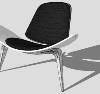 休闲白色贝壳椅SU模型下载_sketchup草图大师SKP模型