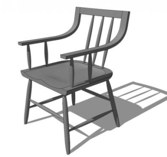 木质灰色扶手椅SU模型下载_sketchup草图大师SKP模型