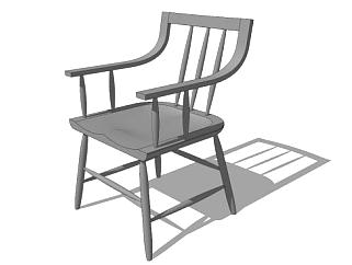 木质灰色扶手椅SU模型下载_sketchup草图大师SKP模型