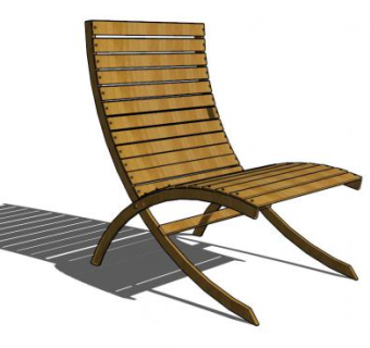 柚木休闲户外椅SU模型下载_sketchup草图大师SKP模型