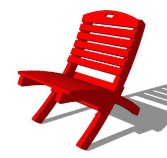 户外红色木椅子SU模型下载_sketchup草图大师SKP模型