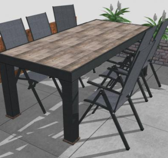 户外花园家具桌椅SU模型下载_sketchup草图大师SKP模型