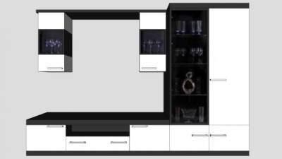 电视柜酒柜组合SU模型下载_sketchup草图大师SKP模型