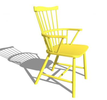 黄色扶手椅休闲座椅SU模型下载_sketchup草图大师SKP模型