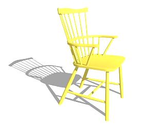 黄色扶手椅休闲座椅SU模型下载_sketchup草图大师SKP模型