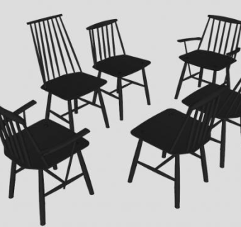 安提拉椅黑色扶手椅SU模型下载_sketchup草图大师SKP模型