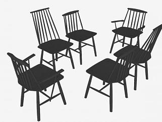 安提拉椅黑色扶手椅SU模型下载_sketchup草图大师SKP模型