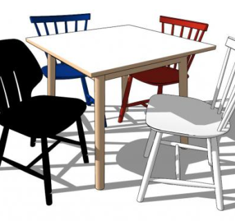 丹麦图标彩色座椅SU模型下载_sketchup草图大师SKP模型