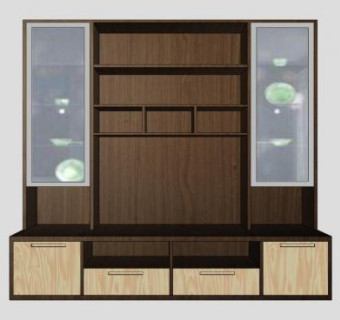 美式风格实木电视柜SU模型下载_sketchup草图大师SKP模型