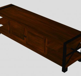 杨木电视柜SU模型下载_sketchup草图大师SKP模型