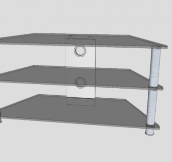 有玻璃架子的电视柜SU模型下载_sketchup草图大师SKP模型