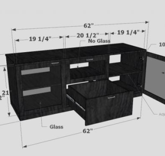 黑色玻璃带抽屉电视柜SU模型下载_sketchup草图大师SKP模型