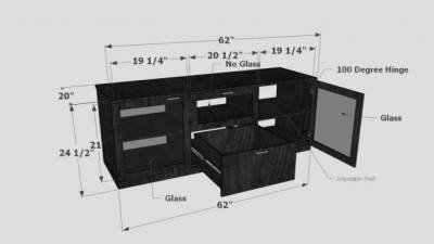 黑色玻璃带抽屉电视柜SU模型下载_sketchup草图大师SKP模型