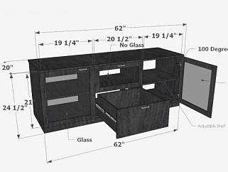 黑色玻璃带抽屉电视柜SU模型下载_sketchup草图大师SKP模型