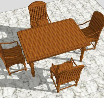 古董餐桌户外椅SU模型下载_sketchup草图大师SKP模型