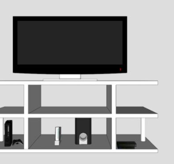 带音响简约电视柜SU模型下载_sketchup草图大师SKP模型