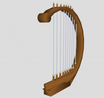 箜篌（空侯或坎侯）古琴乐器的SU模型_su模型下载 草图大师模型_SKP模型