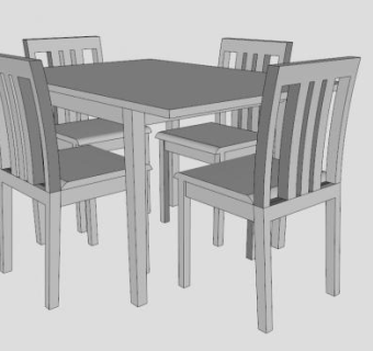 白色座椅餐厅SU模型下载_sketchup草图大师SKP模型