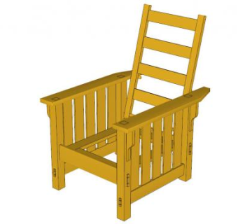 莫里斯椅黄色户外椅SU模型下载_sketchup草图大师SKP模型