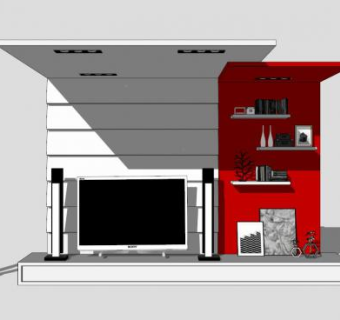 现代化的欧式电视柜SU模型下载_sketchup草图大师SKP模型