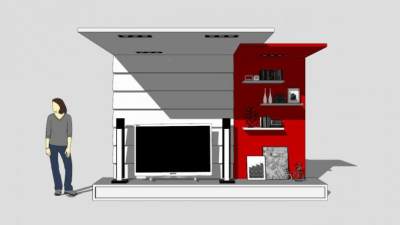 现代化的欧式电视柜SU模型下载_sketchup草图大师SKP模型