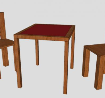 实木户外桌椅SU模型下载_sketchup草图大师SKP模型