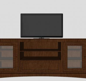 小型电视柜和电视SU模型下载_sketchup草图大师SKP模型
