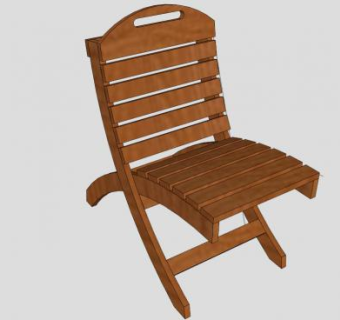 轻便折椅实木座椅SU模型下载_sketchup草图大师SKP模型