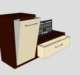 卧室棕色电视柜SU模型下载_sketchup草图大师SKP模型