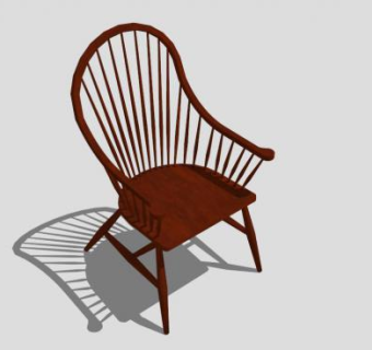 温莎椅实木扶手椅SU模型下载_sketchup草图大师SKP模型