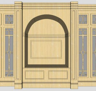 黄色高档客厅电视柜SU模型下载_sketchup草图大师SKP模型